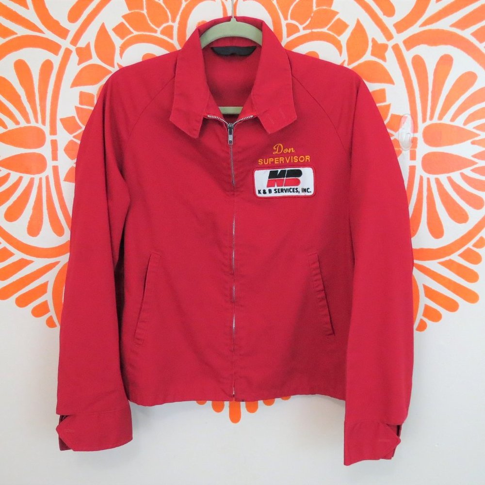Vintage Red Personalized Mechanic Car Jacket L